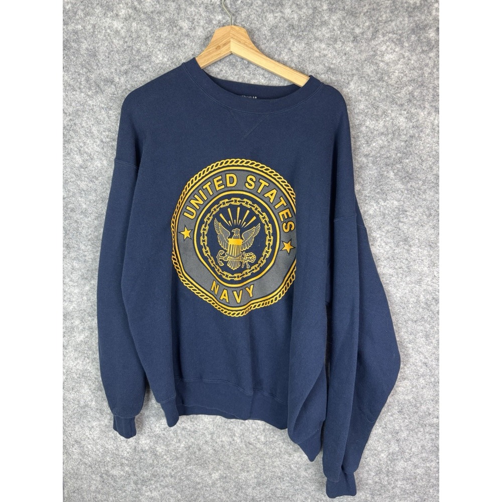Vintage Us Navy Sweatshirt XL Military Crewneck Crest Academy Crest Seal USA 90s
